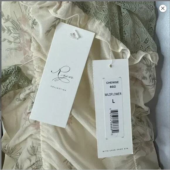 Rya Collection Andorra Floral Chemise Dress & Thong Set Ruched Sexy Lace Sheer L - Picture 13 of 13